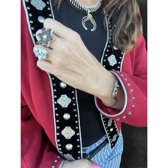 Double D Ranch Wear Rodeo Native Jacket Concho Studded Cropped Women’s Medium - Picture 4 of 16